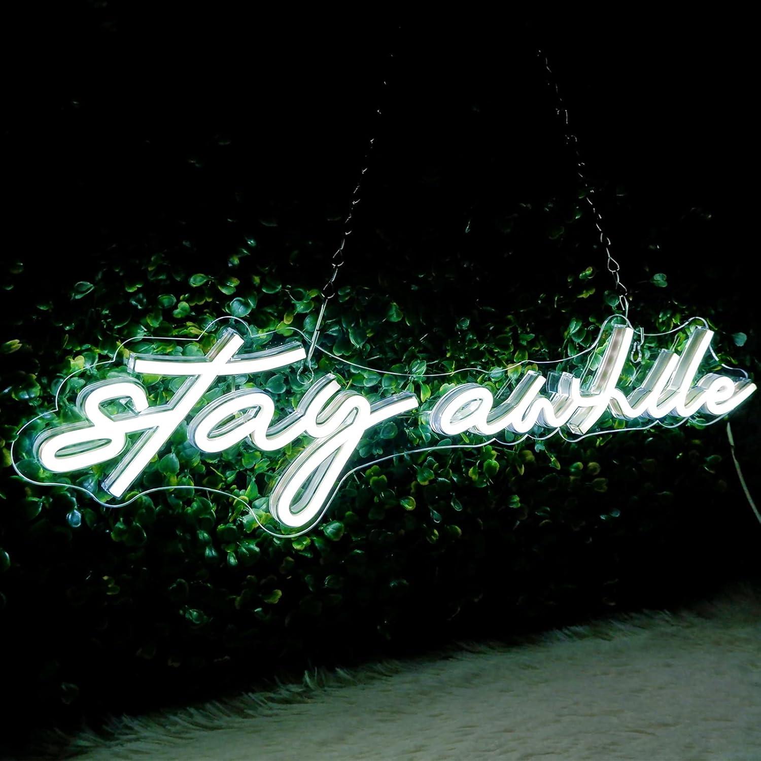 Stay Awhile Neon Signs USB Dim - Lighting Decor Home avaliação e preço