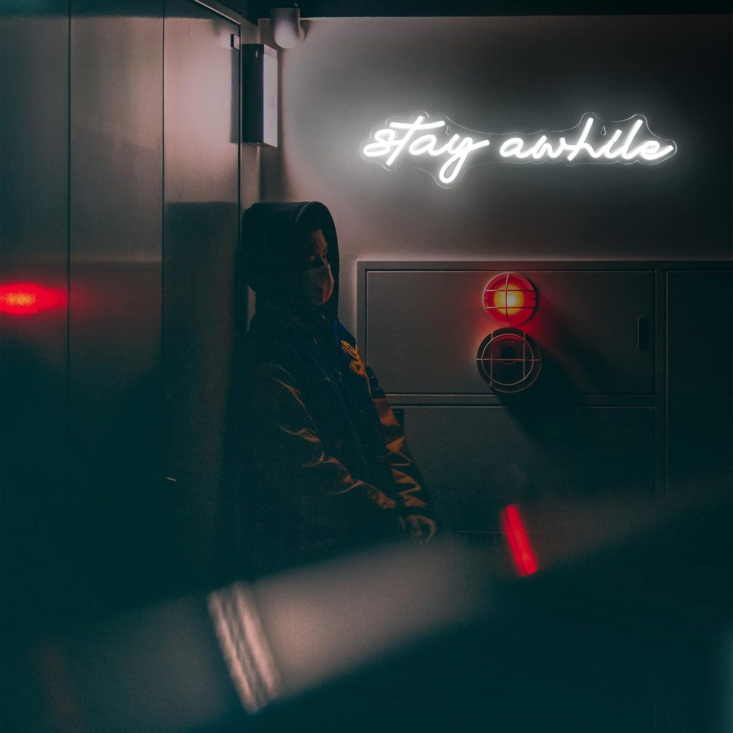 Stay Awhile Neon Signs USB Dim - Lighting Decor Home avaliação e preço