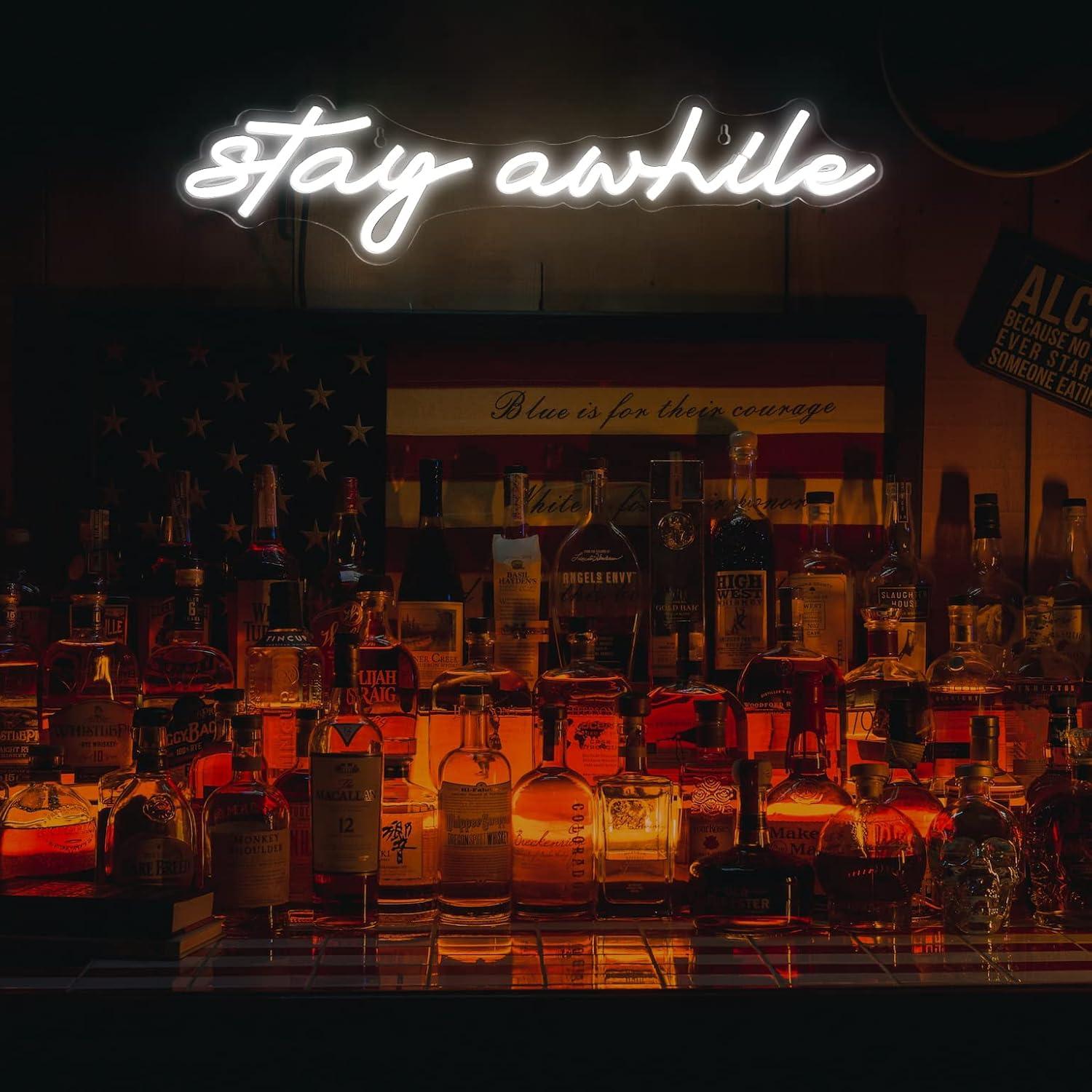 Stay Awhile Neon Signs USB Dim - Lighting Decor Home avaliação e preço