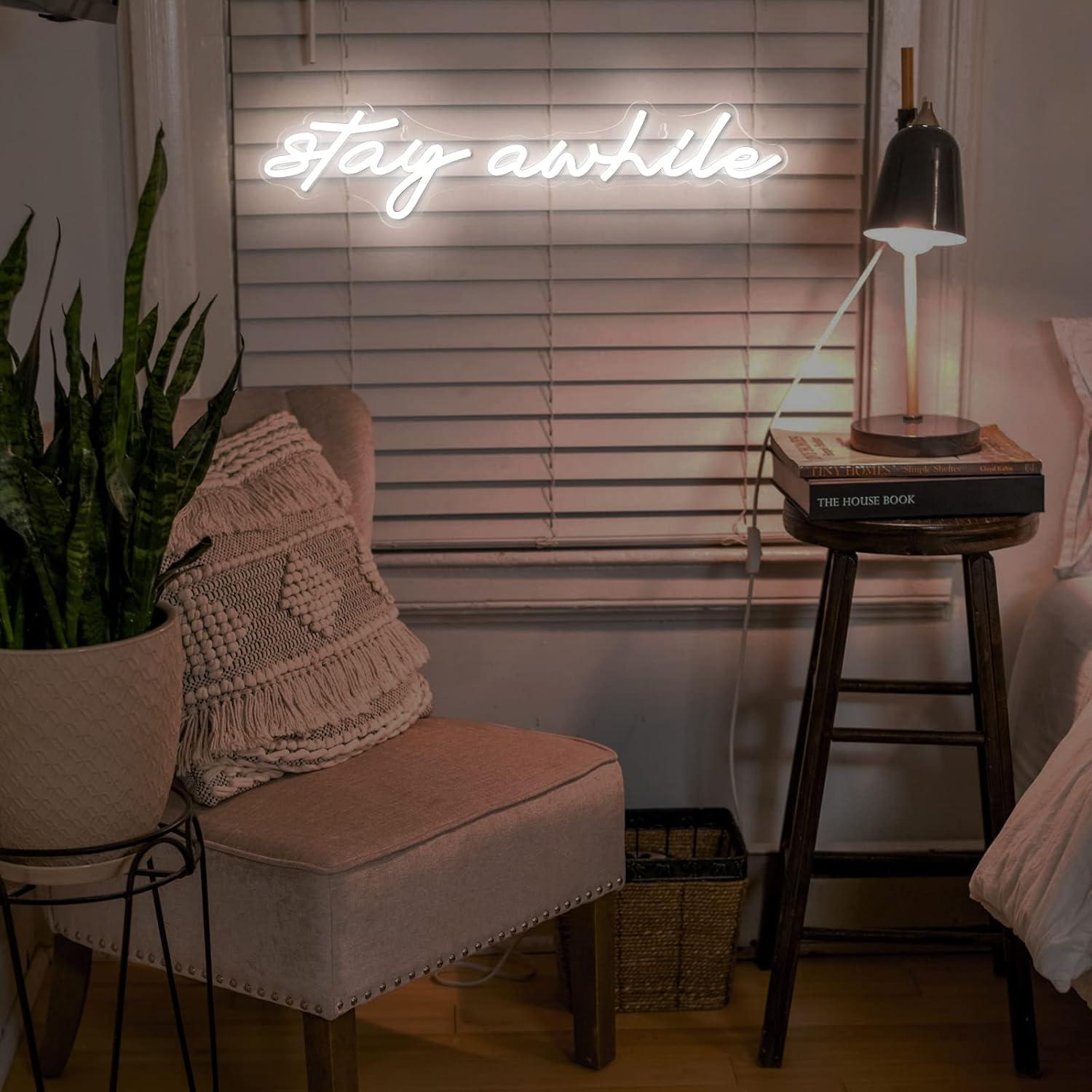 Stay Awhile Neon Signs USB Dim - Lighting Decor Home avaliação e preço