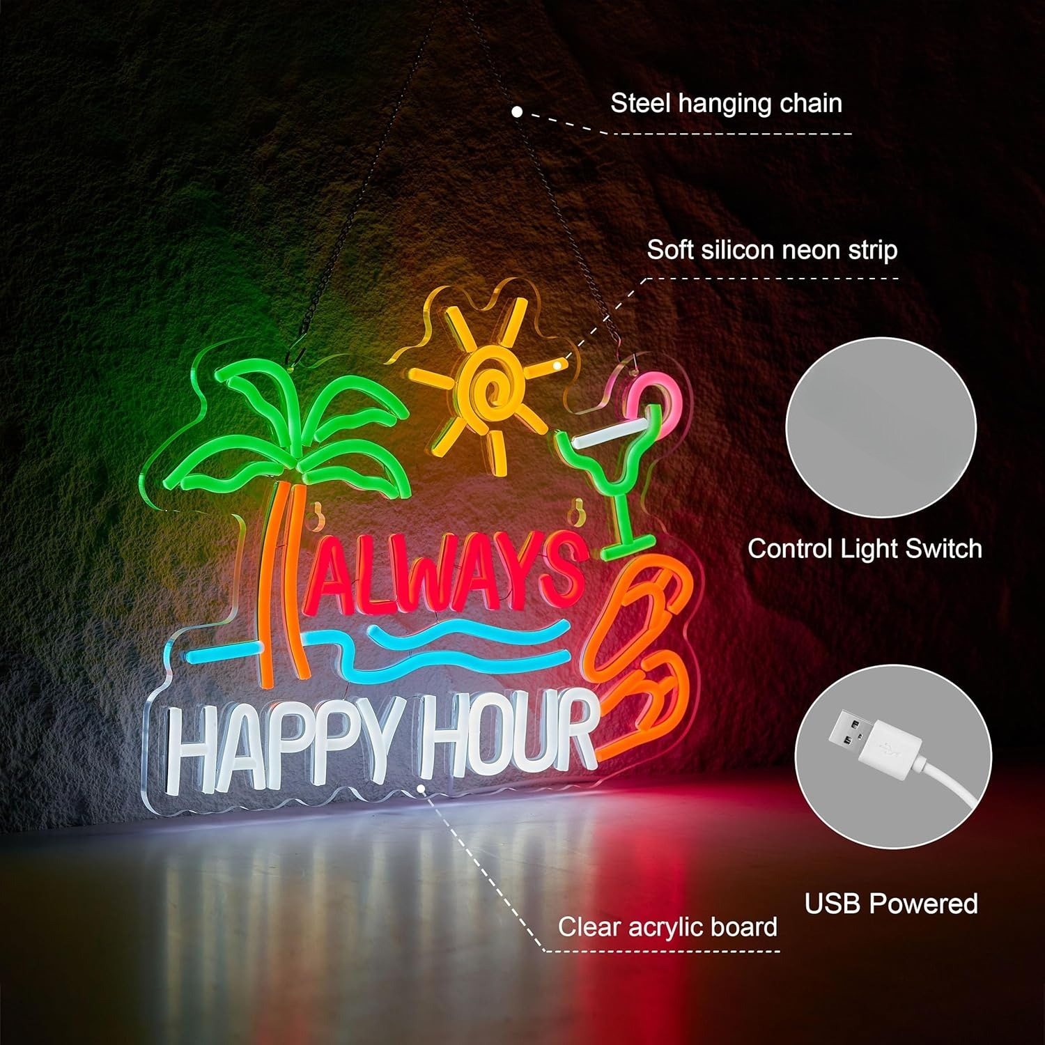 Always Happy Hour Beer Bar Neo - Lighting Decor Home avaliação e preço