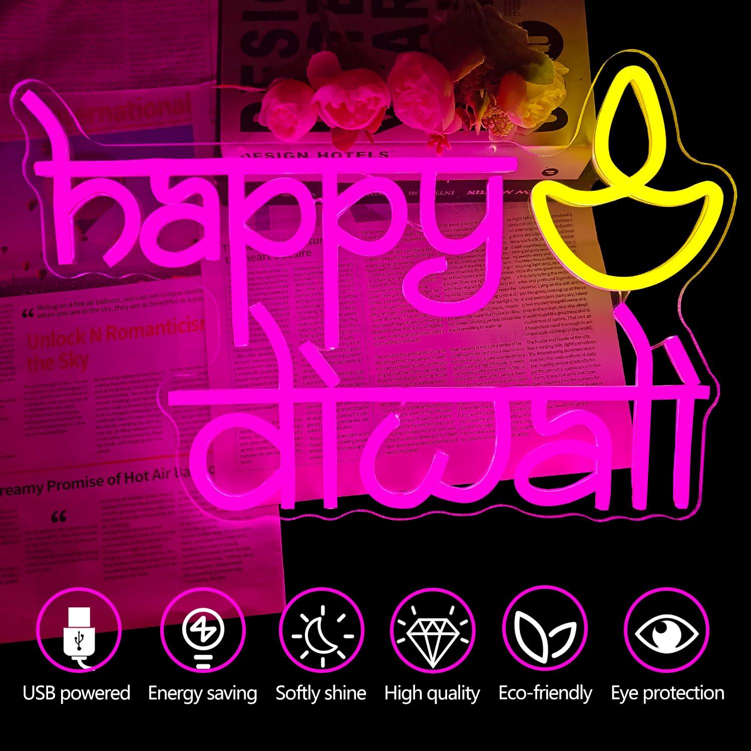 Happy Diwali Neon Sign USB Pow - Lighting Decor Home avaliação e preço