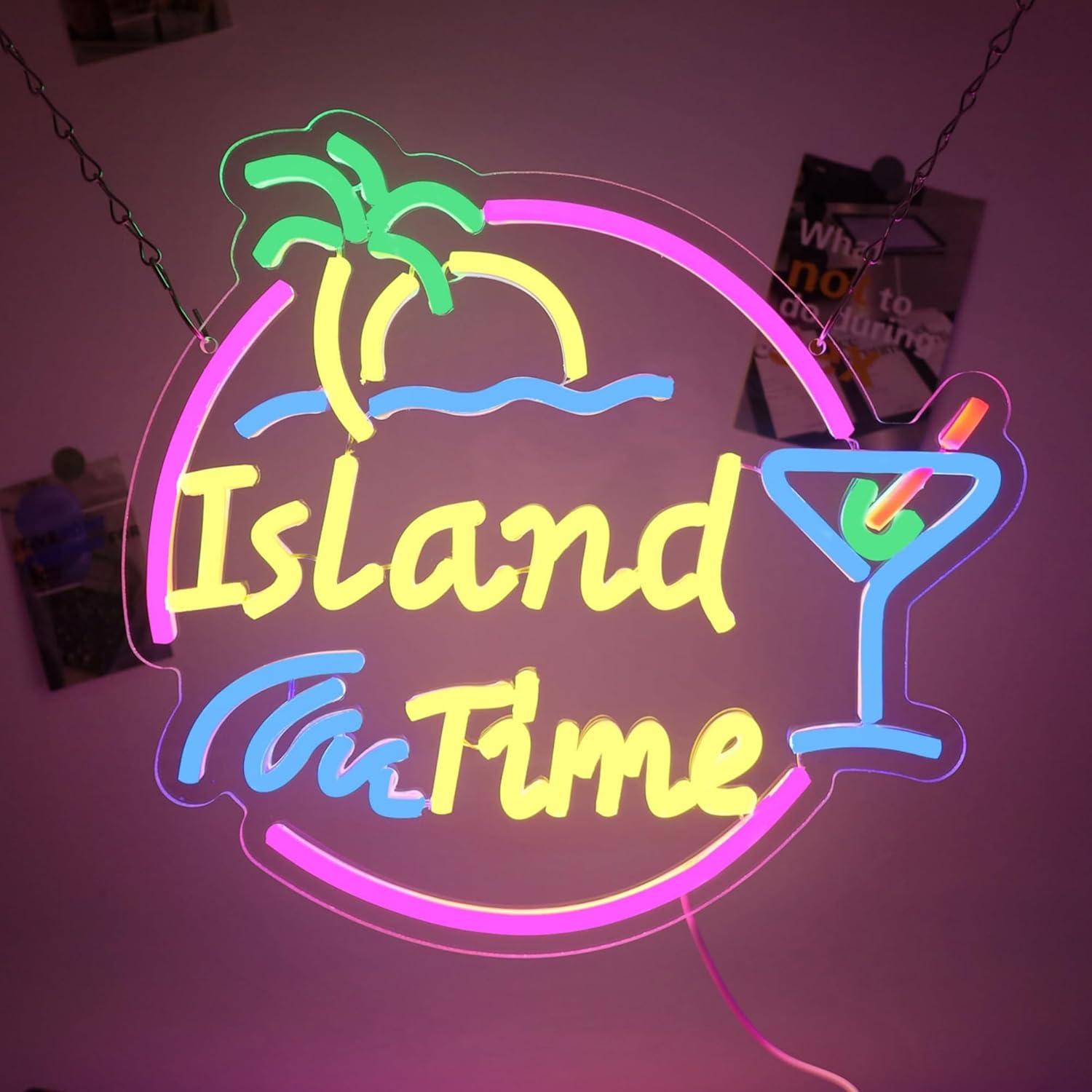 Island Time Neon Sign LED Ligh - Lighting Decor Home avaliação e preço