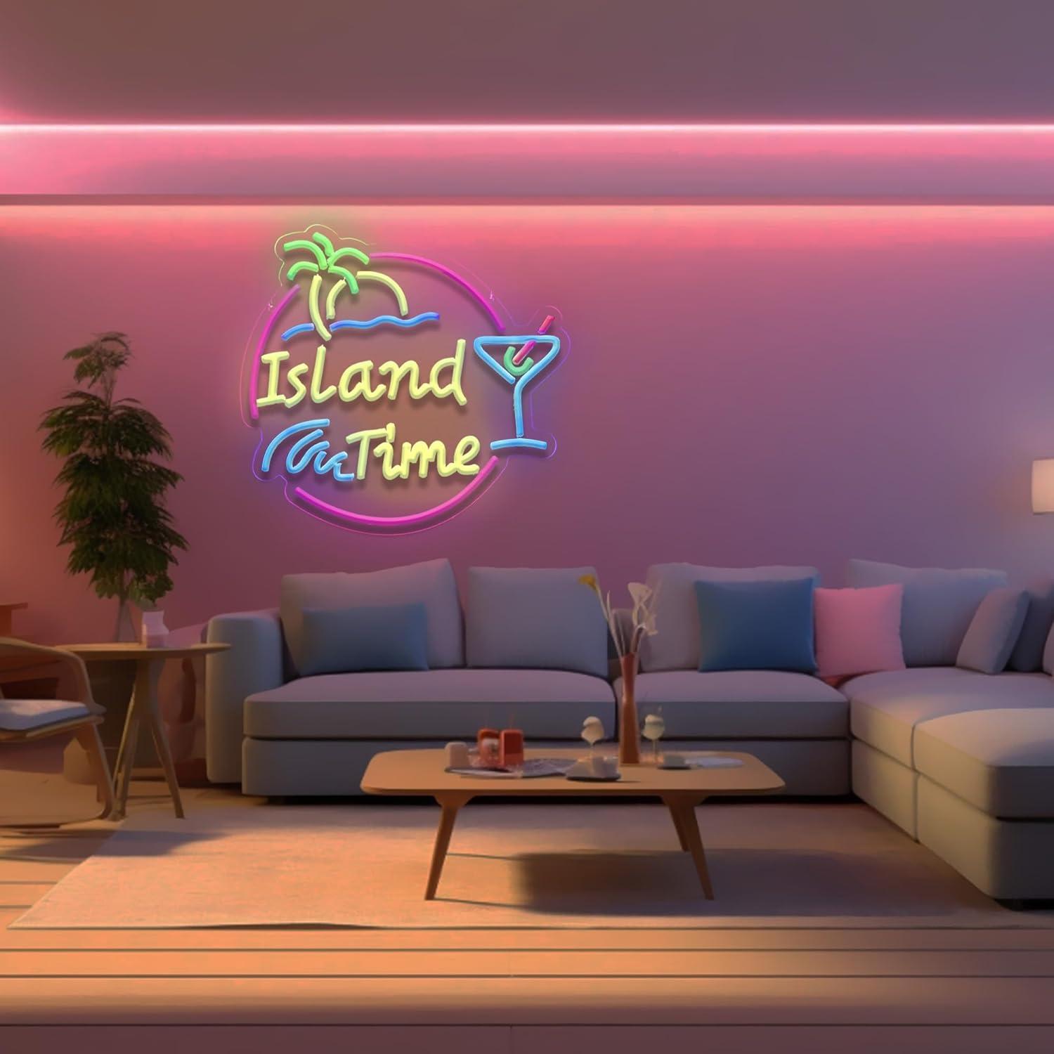 Island Time Neon Sign LED Ligh - Lighting Decor Home avaliação e preço