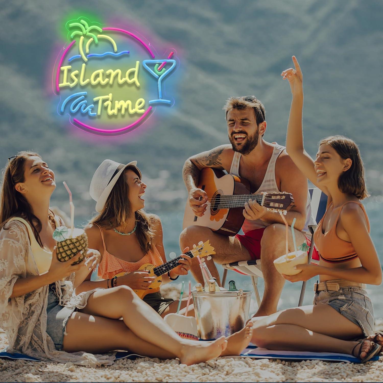 Island Time Neon Sign LED Ligh - Lighting Decor Home avaliação e preço
