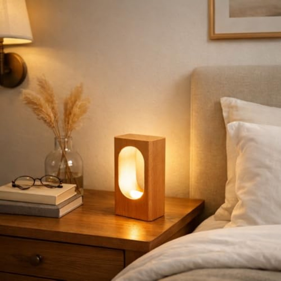 LED Wood Desk Lamp, Bedroom Be - Lighting Decor Home avaliação e preço