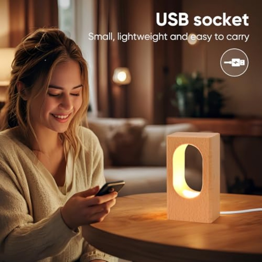 LED Wood Desk Lamp, Bedroom Be - Lighting Decor Home avaliação e preço