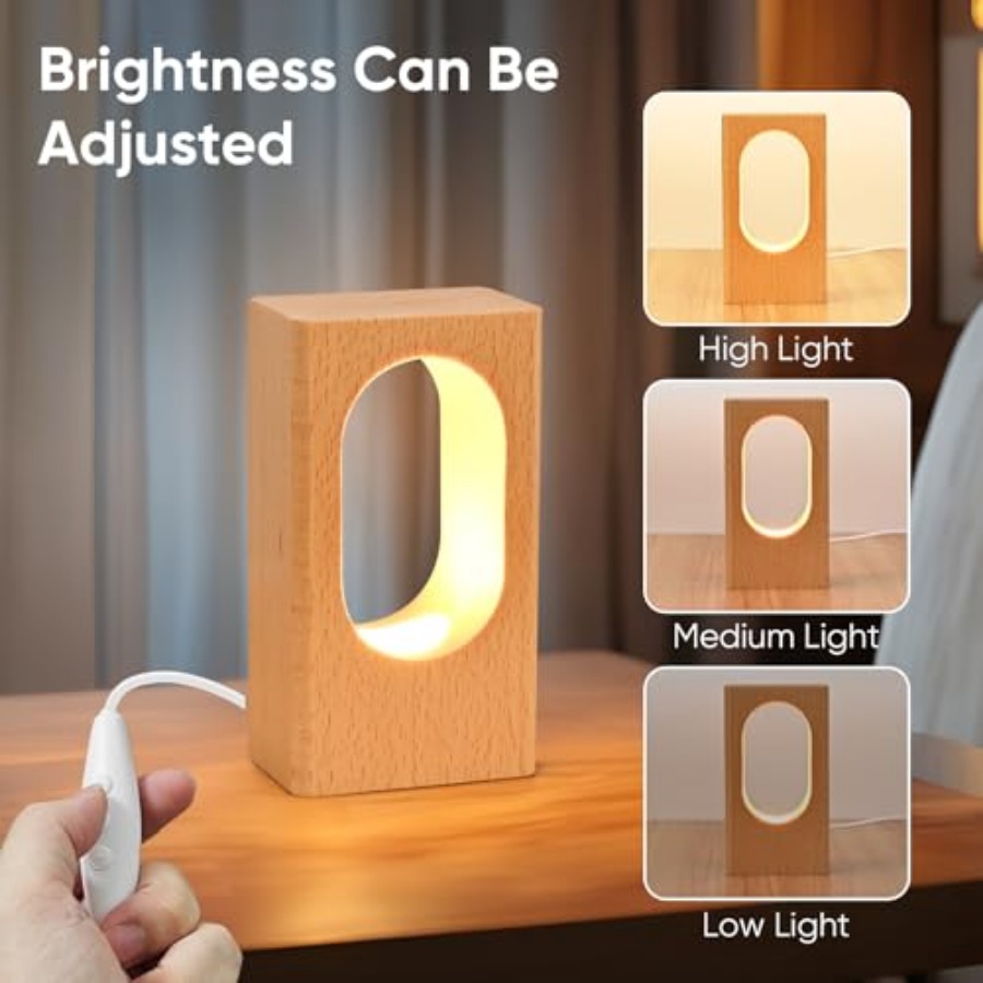 LED Wood Desk Lamp, Bedroom Be - Lighting Decor Home avaliação e preço