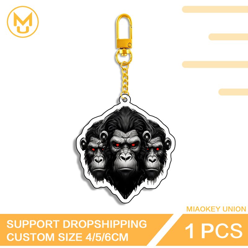 Three Chimpanzee Heads Keyring - Union Lighting & Decor Photos avaliação e preço