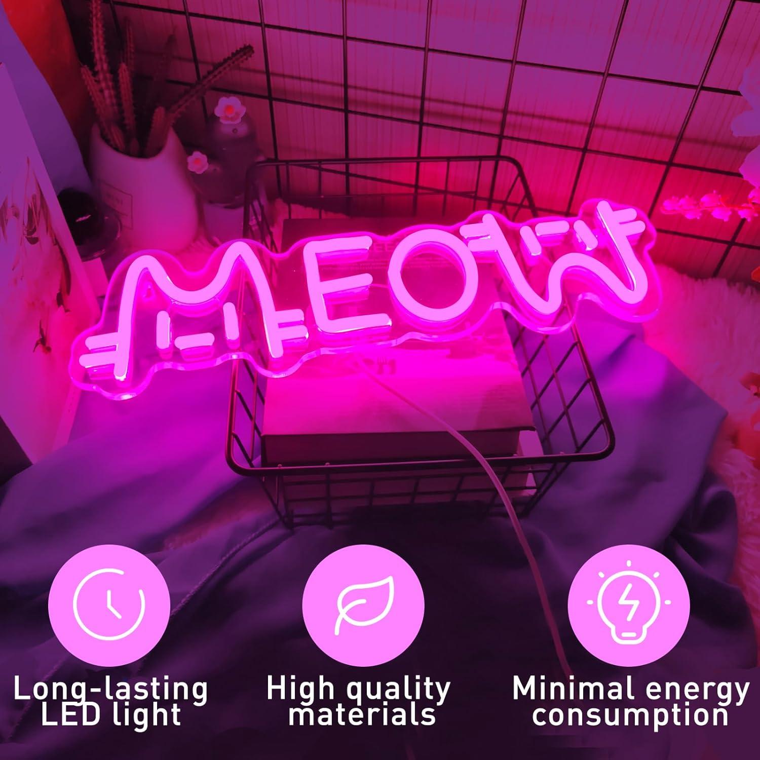 Meow Neon Sign Cat USB Powered - Lighting Decor Home avaliação e preço