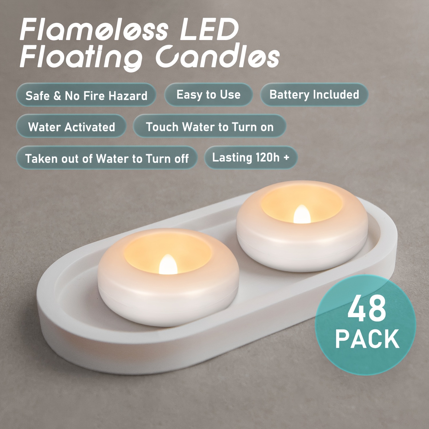 48 LED Floating Candles, 3-inc - Lighting Effect Home Decor avaliação e preço